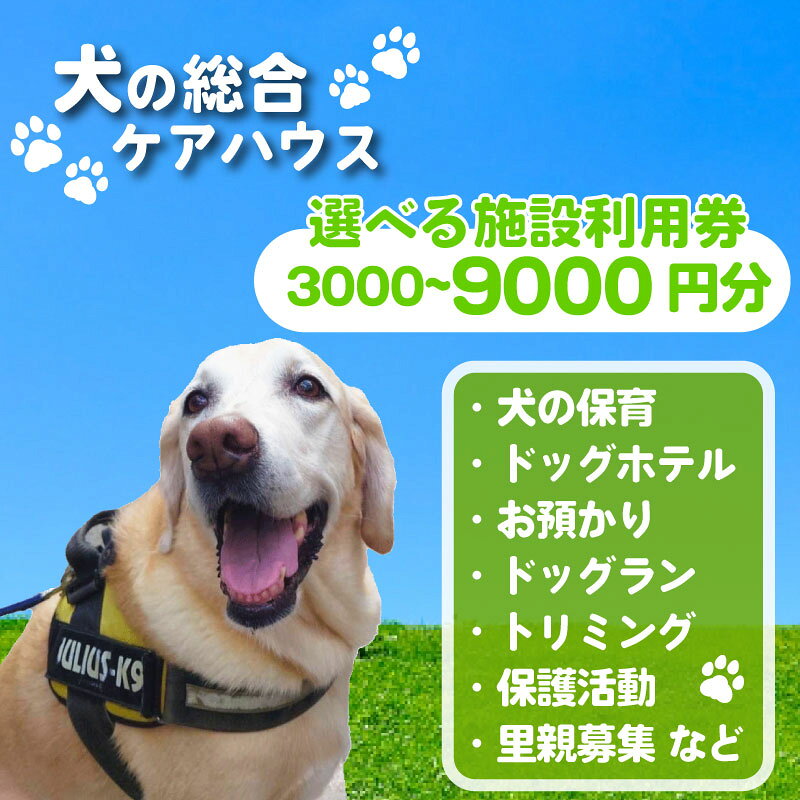 犬専用総合ケアハウス 選べる 施設利用券 3000円分 ~ 9000円分 ( 愛犬 ケア ドッグホテル ドッグラン ドッグカフェ トリミング ペット 犬 いぬ 犬専用 宿泊 ホテル チケット ケアサービス チャリティ 保護活動 京都府 京都 京丹波町 老犬ホームあん )