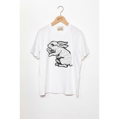 【beanxious(ビーアンキシャス)】直植毛フロッキーTシャツ　ウサギ白 | Tシャツ フロッキー ホワイト 白 ウサギ 動物 半袖 ギフト お祝い beanxious 京都府 京都市