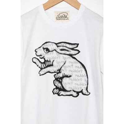 【ふるさと納税】【beanxious(ビーアンキシャス)】直植毛フロッキーTシャツ　ウサギ白 | Tシャツ フロッキー ホワイト 白 ウサギ 動物 半袖 ギフト お祝い beanxious 京都府 京都市 サムネイル2