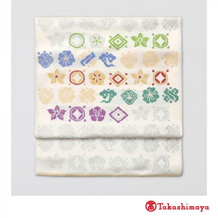【龍村美術織物】龍村錦帯 なごや帯 宝尽くし花文《白》【高島屋選定品】 | 錦帯 帯 和装 織物 手織り 人気 おすすめ 送料無料