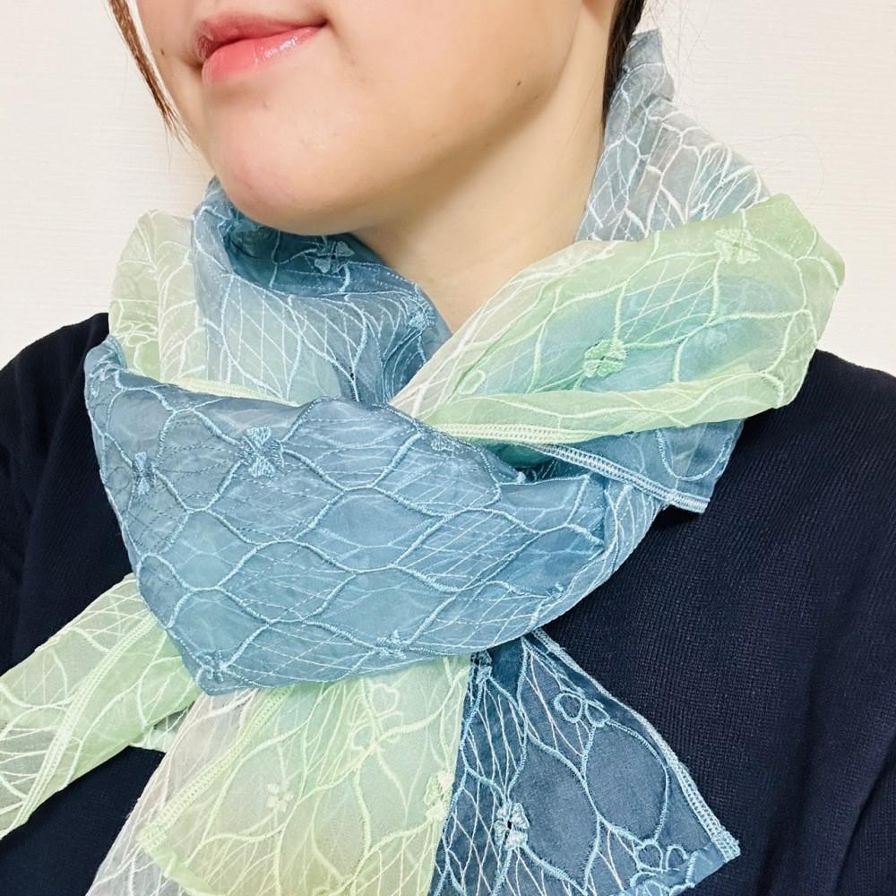 【京都花こまち】京都伝統技法「京絞り」オーガンジーシルクスカーフ「虹雲」 | スカーフ オーガンジーシルクスカーフ 京絞り 絞染め ファッション ウェディングドレス