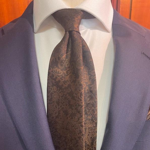 【美濃利】Makuakeで大好評！西陣織と京友禅が織りなす京都のネクタイ《ブラウン》 | 京都 ネクタイ 京友禅 友禅 西陣 西陣織 京更紗 伝統工芸 茶色 ビジネス ギフト 贈り物 プレゼント 京都市