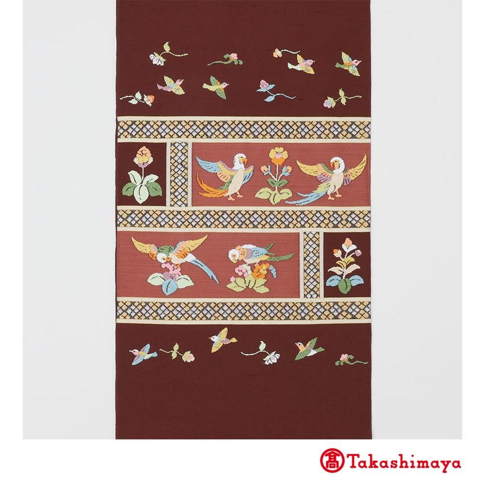 【龍村美術織物】龍村錦帯 袋帯 木画インコ エンジ【高島屋選定品】 | 錦帯 帯 和装 織物 手織り 人気 おすすめ 送料無料