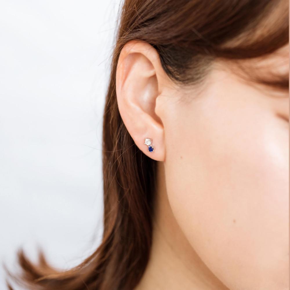 【高島屋選定品】＜京セラ＞クレサンベール＜ブルーサファイア／ダイヤモンド ＞PT900 ピアス カジュアル 9月誕生石［ 京都 宝石 ジュエリー 人気 おすすめ 高級 特別 おしゃれ ファッション ブランド ダイヤ サファイア ］