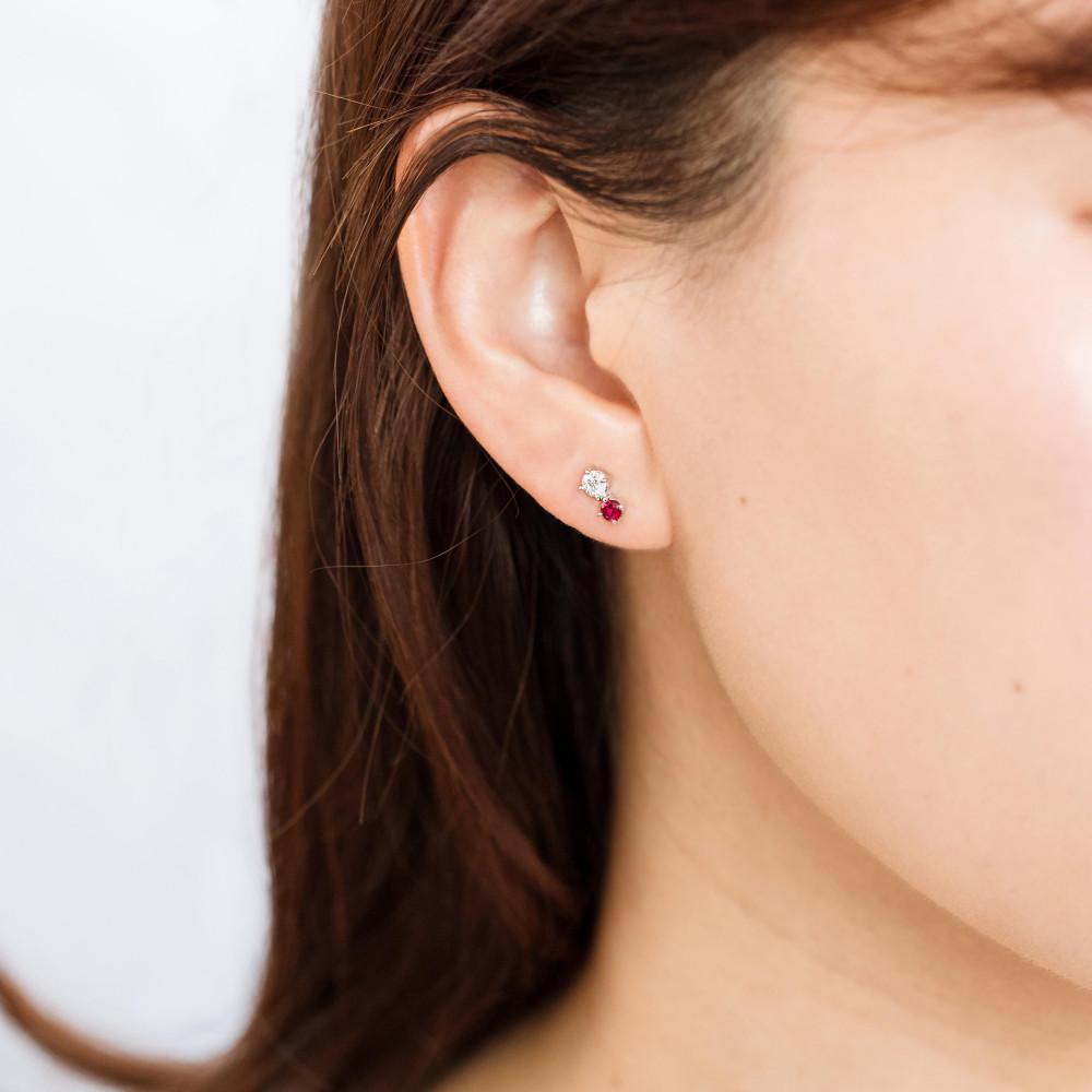 【高島屋選定品】＜京セラ＞クレサンベール＜ルビー／ダイヤモンド ＞PT900 ピアス カジュアル 7月誕生石 ［ 京都 宝石 ジュエリー 人気 おすすめ 高級 特別 おしゃれ ファッション ブランド ダイヤ ルビー ］ | 宝石 人気 おすすめ 送料無料