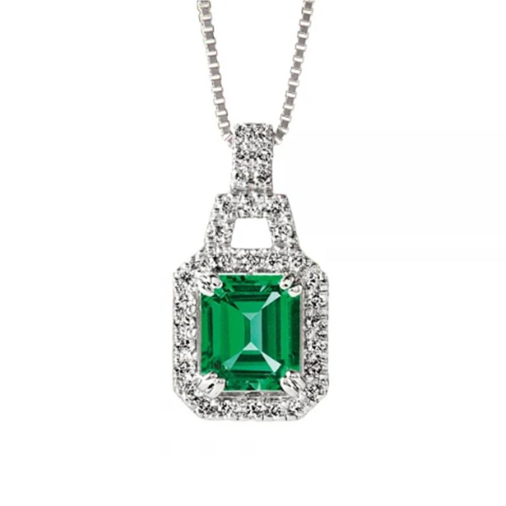 【高島屋選定品】＜京セラ＞クレサンベール＜エメラルド／ダイヤモンド／プラチナ＞PT900 PT850 ペンダント エメラルドカット 5月誕生石 ［ 京都 宝石 ジュエリー 人気 おすすめ 高級 特別 おしゃれ ファッション ブランド ダイヤ エメラルド ］