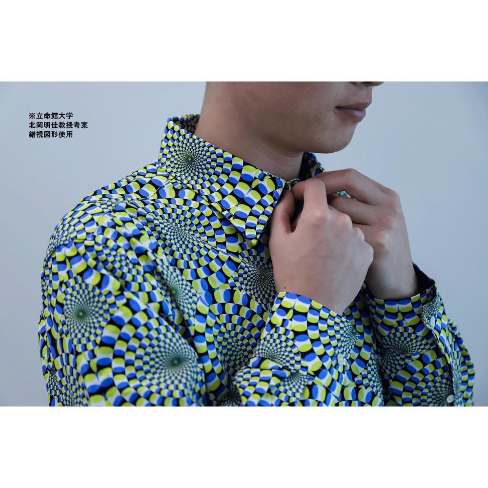 【ふるさと納税】【鷲野染工場】錯視柄メンズシャツ 蛇の回転 ＜カラー・サイズ・タイプ選択可＞［ 京都 手染め デザイン シャツ オリジナル アート コラボ 京都製 日本製 高品質 人気 おすすめ プレゼント ギフト おしゃれ 送料無料 ふるさと納税 ］ サムネイル2