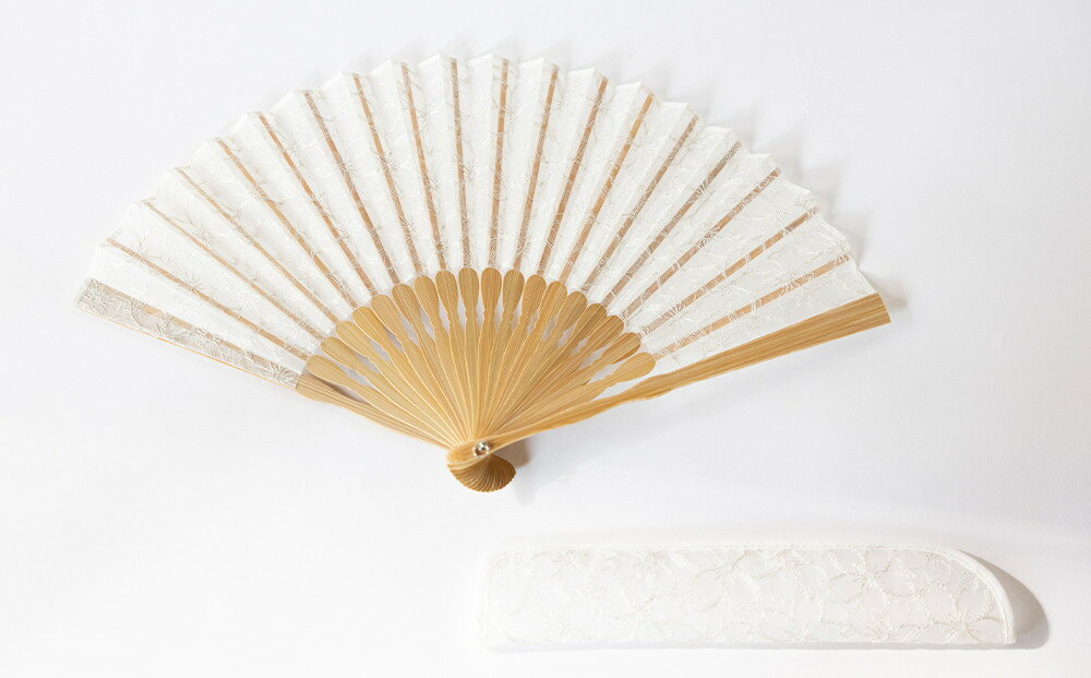 【ふるさと納税】【伊と幸】《白生地の老舗が贈る》透扇子(桜重ね/銀)［ 京都 老舗 京扇子 人気 おすすめ 刺繍 和装 着物 絹 ギフト お取り寄せ 通販 送料無料 ふるさと納税 ］ サムネイル3