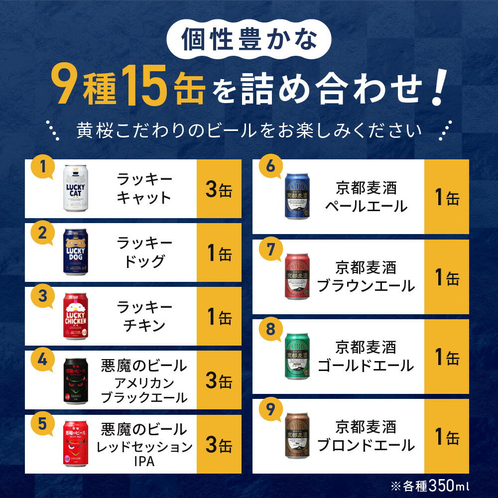 【ふるさと納税】【黄桜】クラフトビール「15缶アソートセット」（350ml缶×15本）［ キザクラ カッパ 京都 お酒 麦酒 ビール 缶ビール クラフトビール 地ビール ご当地 人気 びーる さけ beer BBQ お取り寄せ おいしい ふるさと納税 ］ サムネイル3