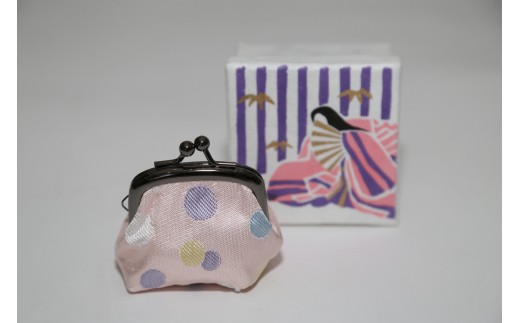 【西陣活性化を応援！】西陣織がま口（水玉）│京都市 京都 西陣織 ポーチ 小物入れ ギフト 贈答