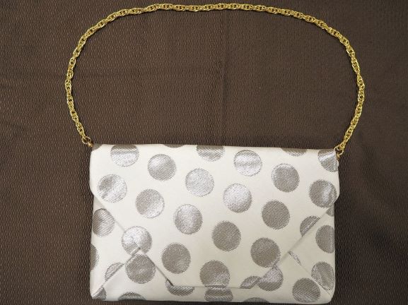 【西陣活性化を応援！】西陣織バッグ（白ドット柄）│京都市 京都 西陣織 バッグ かばん 鞄 ギフト 贈答