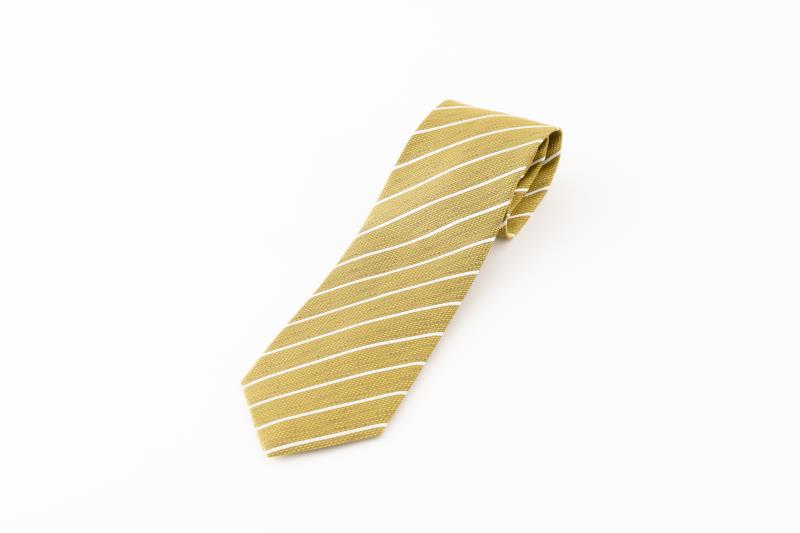【西陣活性化を応援！】シルク100％西陣織ネクタイ（ストライプ白ライン・ゴールド）│京都市 京都 西陣織 ネクタイ ギフト 贈答