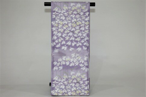 【西陣活性化を応援！】西陣織袋帯（モノクロ　さぎ草　グレープ）│京都市 京都 西陣織 着物 帯 ギフト 贈答 誕生日 成人式