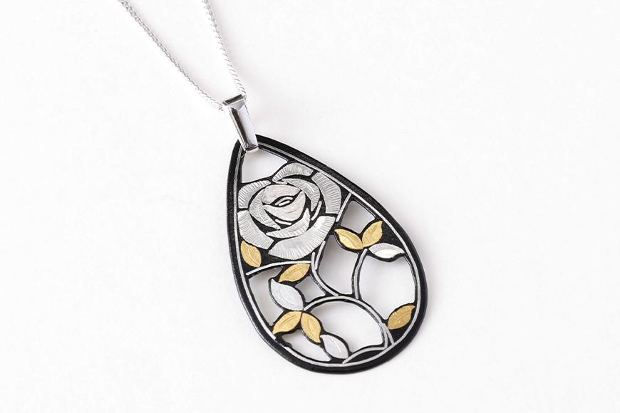 【ふるさと納税】◇【中嶋象嵌】透かしバラペンダント | ペンダント ホワイトデー 贈り物 ギフト ファッション 女性 象嵌 伝統 工芸 中嶋象嵌 サムネイル3