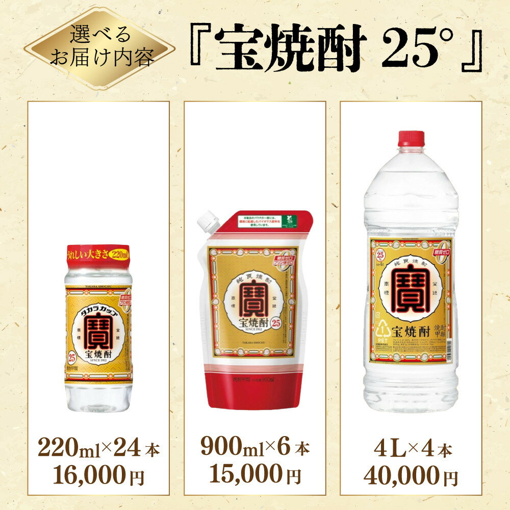 【ふるさと納税】【宝酒造】宝焼酎25° 220ml～4Lサイズ［ 京都 タカラ 焼酎 5.3L～16L 人気 おすすめ お酒 酎ハイ サワー カクテル 晩酌 日常使い ご自宅用 ギフト プレゼント お取り寄せ 通販 送料無料 ふるさと納税 ］ - 画像2