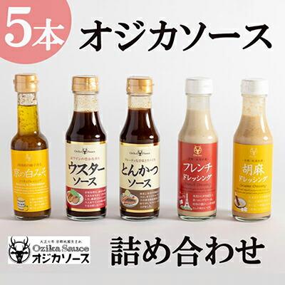 【オジカソース】調味料詰め合わせ（ソース2種＆ドレッシング3種）［ 京都 老舗ソースメーカー ウスターソース とんかつソース ごまドレッシング 人気 おすすめ お取り寄せ 通販 送料無料 ふるさと納税 ］