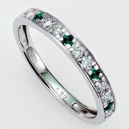 【京セラ】ハーフエタニティリング〈エメラルド・天然ダイヤモンド〉クレサンベール | 5月誕生石 プラチナ 京都 京都市 アクセサリー ジュエリー 宝石 ギフト 人気 贈り物 ご自宅用