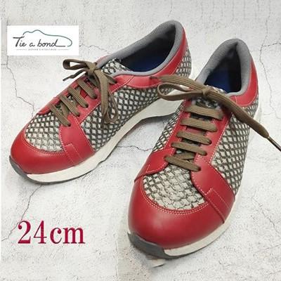 【ネーカーズ】【Tie a bond】西陣織スニーカー（赤）〈24cm〉 | 京都 スニーカー 靴 シューズ レディース 24センチ 西陣織 伝統 ご当地 ギフト お祝い 内祝い ネーカーズ 京都府 京都市