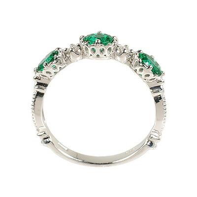 【ふるさと納税】【京セラ】クレサンベール〈エメラルド・天然ダイヤモンド〉リング | オーバル3石 アンティーク風 5月誕生石 K18ホワイトゴールド 京都 京都市 アクセサリー ジュエリー 宝石 ギフト 人気 贈り物 ご自宅用 サムネイル2