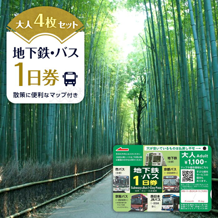 【京都市交通局】地下鉄・バス1日券（大人券4枚セット）