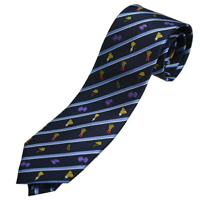 【ふるさと納税】【クラバットウエダ】京野菜柄 西陣織ネクタイ ネイビー（紺） サムネイル2