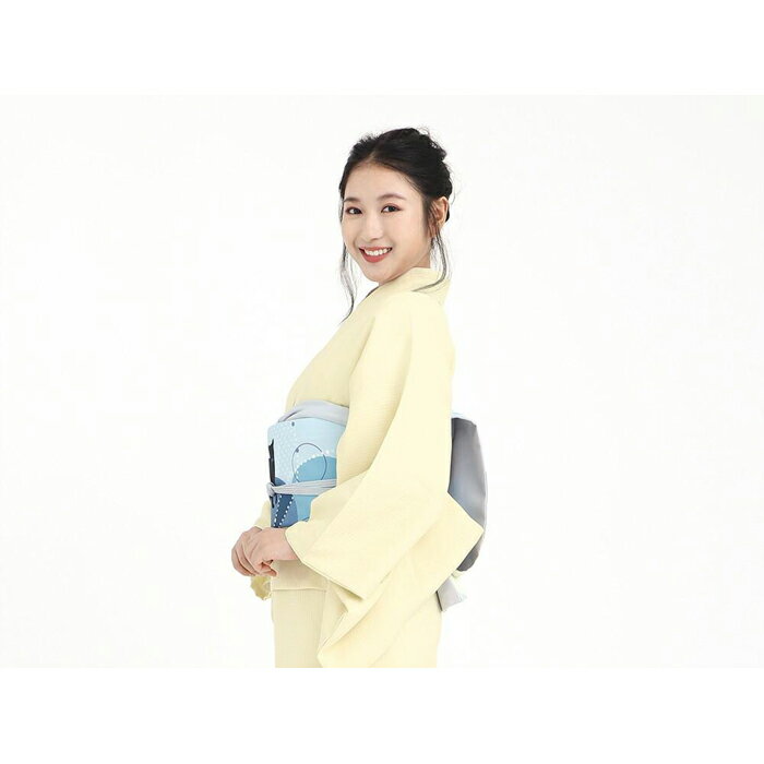 【たゆたふ】30秒で着られる色無地 袷　六花（ROCCA）（薄黄　Mサイズ）