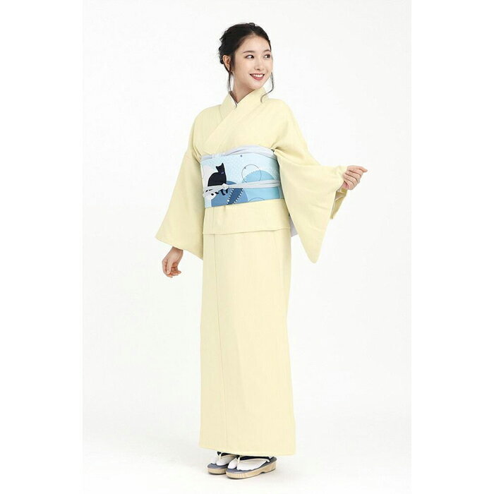 【ふるさと納税】【たゆたふ】30秒で着られる色無地 袷　六花（ROCCA）（薄黄　Mサイズ） サムネイル2