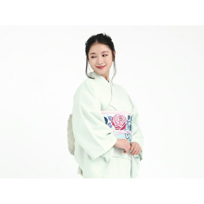 【たゆたふ】30秒で着られる色無地 袷　六花（ROCCA）（薄緑　Lサイズ）