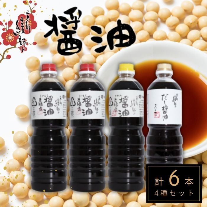 綾なる里のお醤油 6本セット こいくち醤油×3本 うすくち醤油×1本 だし醤油こいくち×1本 だし醤油うすくち×1本 醤油詰め合わせ 醤油セット しょうゆ だし 濃口 薄口 だし醤油 国産 お土産 プレゼント 調味料 贈り物 食べ比べ あやべ作業所 京都 綾部市