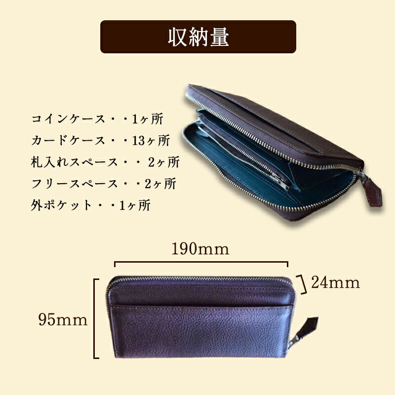 【ふるさと納税】≪全2色≫ ラウンド本革長財布（ タバコ×オルテンシア / コニャック×オリーバ ）【 イタリアンレザー ミネルバボックス 長財布 財布 レザー イタリア革 レザーウォレット ラウンド長財布 本革長財布 プレゼント 贈り物 記念 誕生日 お祝い 京都 綾部 】 サムネイル2