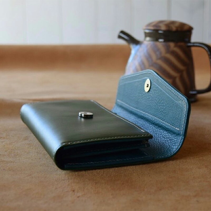 【ふるさと納税】本革 長財布 グリーン 【 高級イタリアンレザー使用 さいふ 財布 レザー プレゼント 贈り物 記念 誕生日 お祝い イタリア革 革 本革長財布 綾部 京都 】 サムネイル3