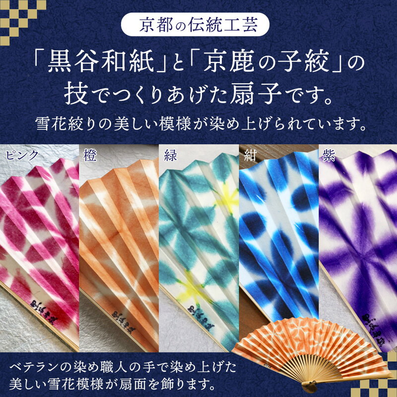 【ふるさと納税】伝統工芸 黒谷和紙扇子 雪花絞り（全5色）【 和紙 扇子 京都 綾部 贈り物 贈答 プレゼント ギフト 記念日 誕生日 日用品 工芸品 】 サムネイル3