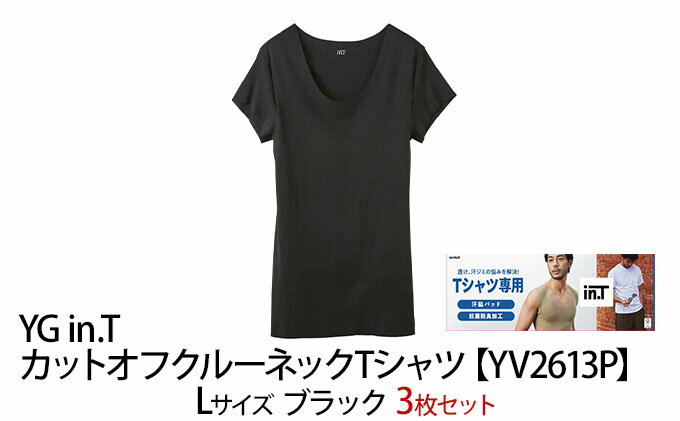 【ふるさと納税】グンゼ YG in.T カットオフクルーネックTシャツ【YV2613P】Lサイズ ブラック3枚セット GUNZE ファッション メンズ インナー 肌着 男性　宮津市 サムネイル2