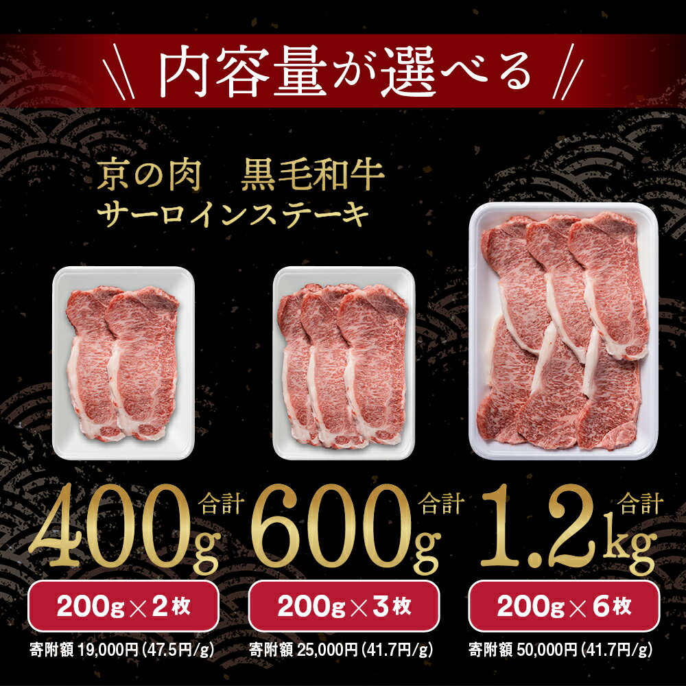 【ふるさと納税】訳あり 京都産黒毛和牛(A4,A5) サーロインステーキ 200g×2～6枚 京の肉 ひら山 厳選≪緊急支援 和牛 牛肉 亀岡牛 京都肉 国産 京都 丹波産 ふるさと納税 ステーキ ≫ サムネイル3