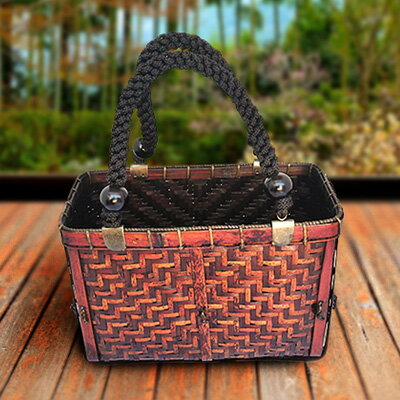 限定 1個 バッグ 竹製 シリーズ1 25×12×h17 長角染 竹バッグ かごバッグ ファッション カバン かばん 工芸品