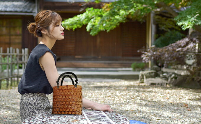 【ふるさと納税】限定 1個 バッグ 竹製 シリーズ3 25×11×h20 二重編み楕円 竹バッグ かごバッグ ファッション カバン かばん 工芸品 サムネイル3