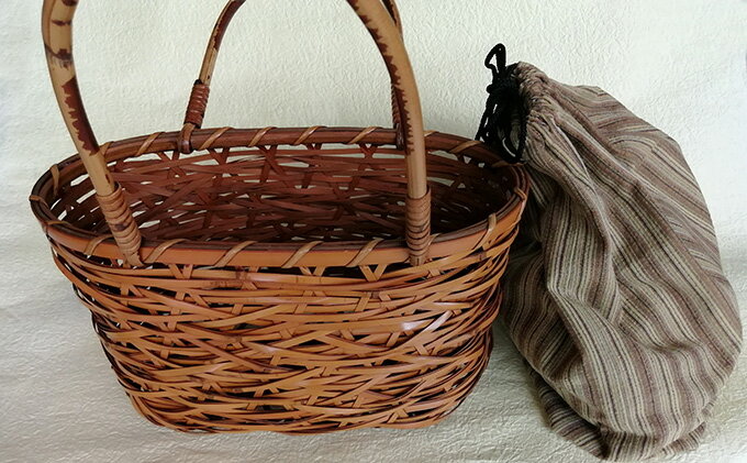 【ふるさと納税】限定 1個 バッグ 竹製 シリーズ9 籐手 29×16×h18 (35) 巾着付き 竹バッグ かごバッグ ファッション カバン かばん 工芸品 サムネイル3