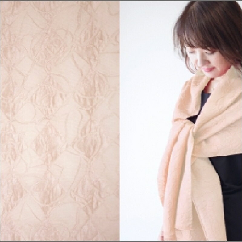 フィルタンゴ ストール【洗える丹後ちりめんのシルク】バラ格子柄　ベージュ 　ギフトにもおすすめ。 シルク 丹後ちりめん ファッション 洗える 贈り物 記念日 ギフト プレゼント ふるさと納税シルクストール ふるさと納税 ストール