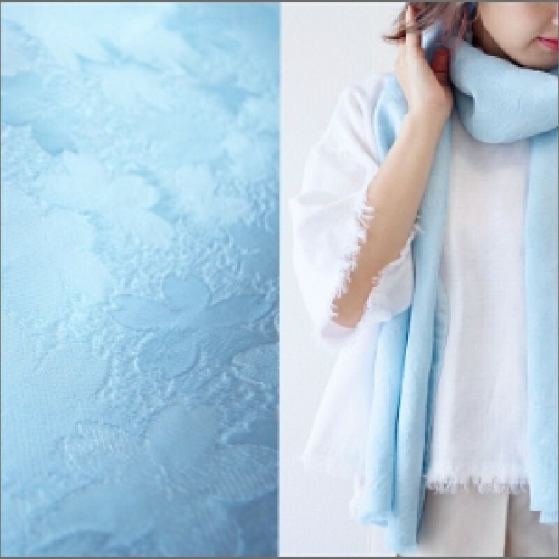 フィルタンゴ ストール【洗える丹後ちりめんのシルク】桜柄　サックスブルー 　母の日ギフトにもおすすめ。 シルク 丹後ちりめん ファッション 洗える 贈り物 記念日 ギフト プレゼント ふるさと納税シルクストール ふるさと納税 ストール