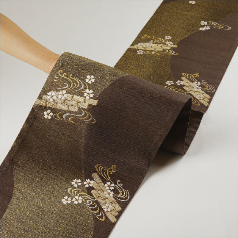 【ふるさと納税】丹後の藤布　袋帯「天の川」　茶 藤布 伝統 工芸品 織物 古事記 万葉集 ふるさと納税 袋帯 サムネイル2