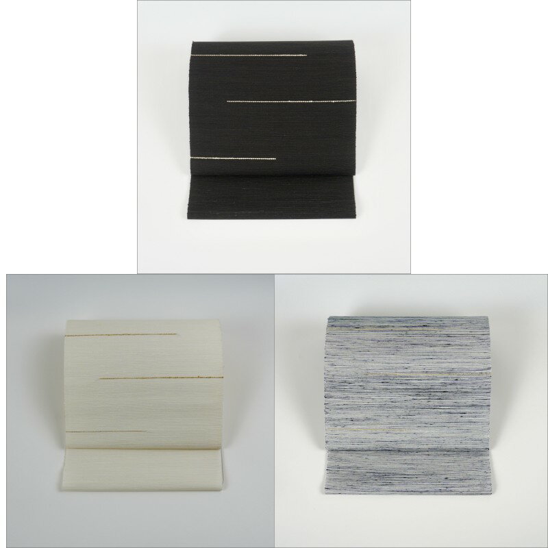 ＜丹後の藤布　遊絲舎＞八寸名古屋帯「藤八本」 黒 白 白地に紺絣 選べるお仕立て