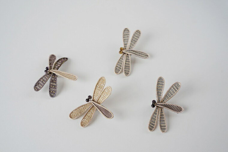 【ふるさと納税】丹後の藤布 ブローチ「蜻蛉（トンボ）」【伝統工芸】 丹後の藤布 ブローチ 5枚 セット 丹後のいろどり 伝統工芸品 布 絹 サムネイル2