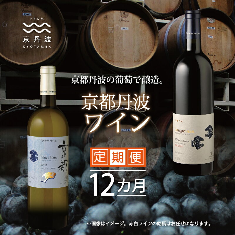 【定期便】丹波ワイン 12カ月 定期便 【 ワイン定期便 丹波ワイン 国産ぶどう使用 国産ワイン 京都 丹波 自社農園 白ワイン 赤ワイン ワイン 】※北海道・東北・沖縄・その他離島へは配送不可