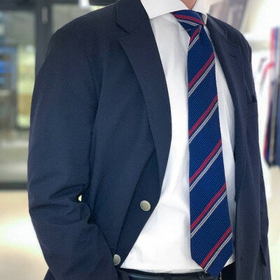 【ふるさと納税】【手織りネクタイ】ネイビー 2ラインタイ kuskafabric 京都・丹後のシルク織物【1099803】 サムネイル3