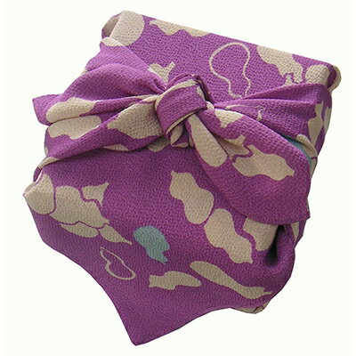 【ふるさと納税】正絹縮緬友禅風呂敷 瓢箪 (紫)【1104285】 サムネイル2