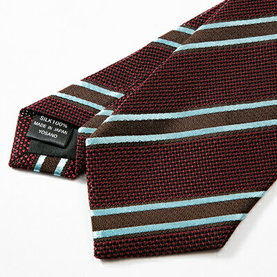 【ふるさと納税】シルク100%　たけとらのフレスコネクタイ　えんじ・茶ストライプ　ふるさと納税限定　ギフト・父の日に【1358927】 サムネイル2