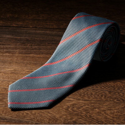 シルク100%　たけとらのフレスコネクタイ　サックス・赤　ふるさと納税限定　プレゼント・父の日にも【1365665】