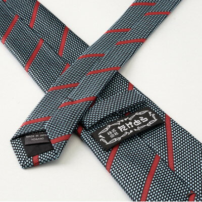 【ふるさと納税】シルク100%　たけとらのフレスコネクタイ　サックス・赤　ふるさと納税限定　プレゼント・父の日にも【1365665】 サムネイル2