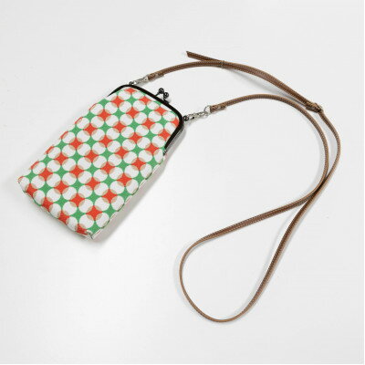 がま口ショルダー(変わり七宝柄オレンジ)　一色ちりめん　京都与謝野町より　【高島屋選定品】【1569322】