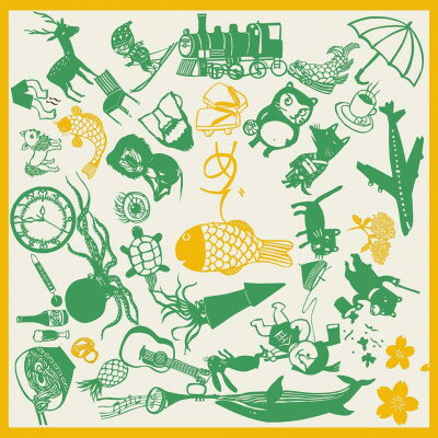 【ふるさと納税】ふろしき めで鯛続き風呂敷 【黄×碧】 エコバッグやインテリアにもなる、遊び心満点のふろしき【1584382】 サムネイル2